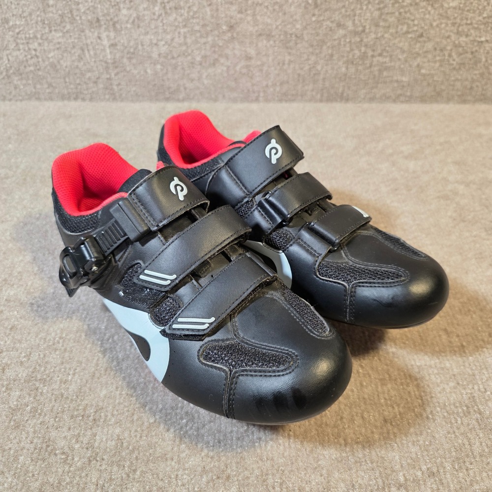 Peloton Indoor Cycling Shoes Black Red White Size 40 with Cleats PL-SH-01